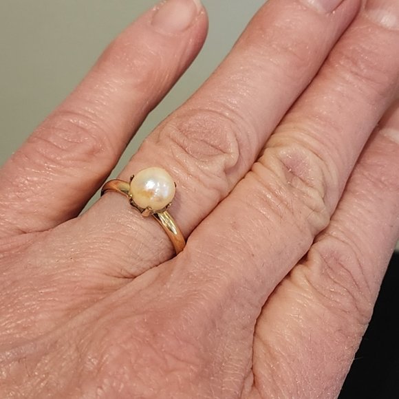 Vintage Round Cultured Pearl Ring 1/20 12KT - Picture 6 of 9